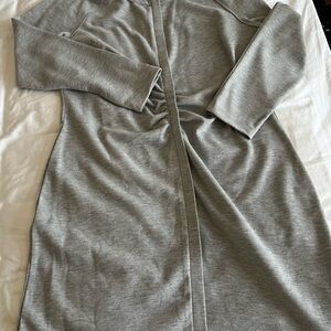 Reiss Gray Ruched Long Sleeve Sweater Dress